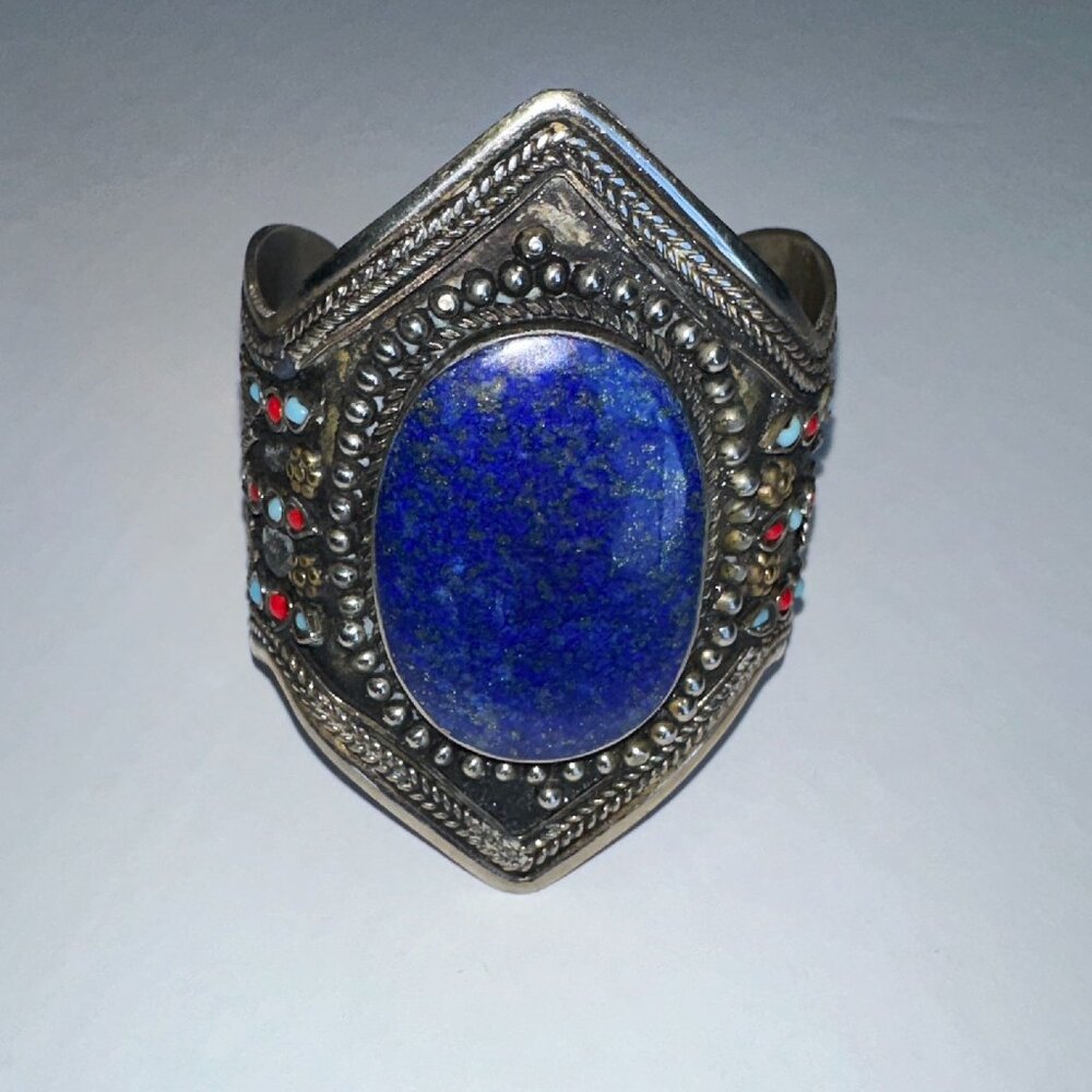BAJALIA Wide Cuff Bracelet With Blue Lapis Lazuli  NWT